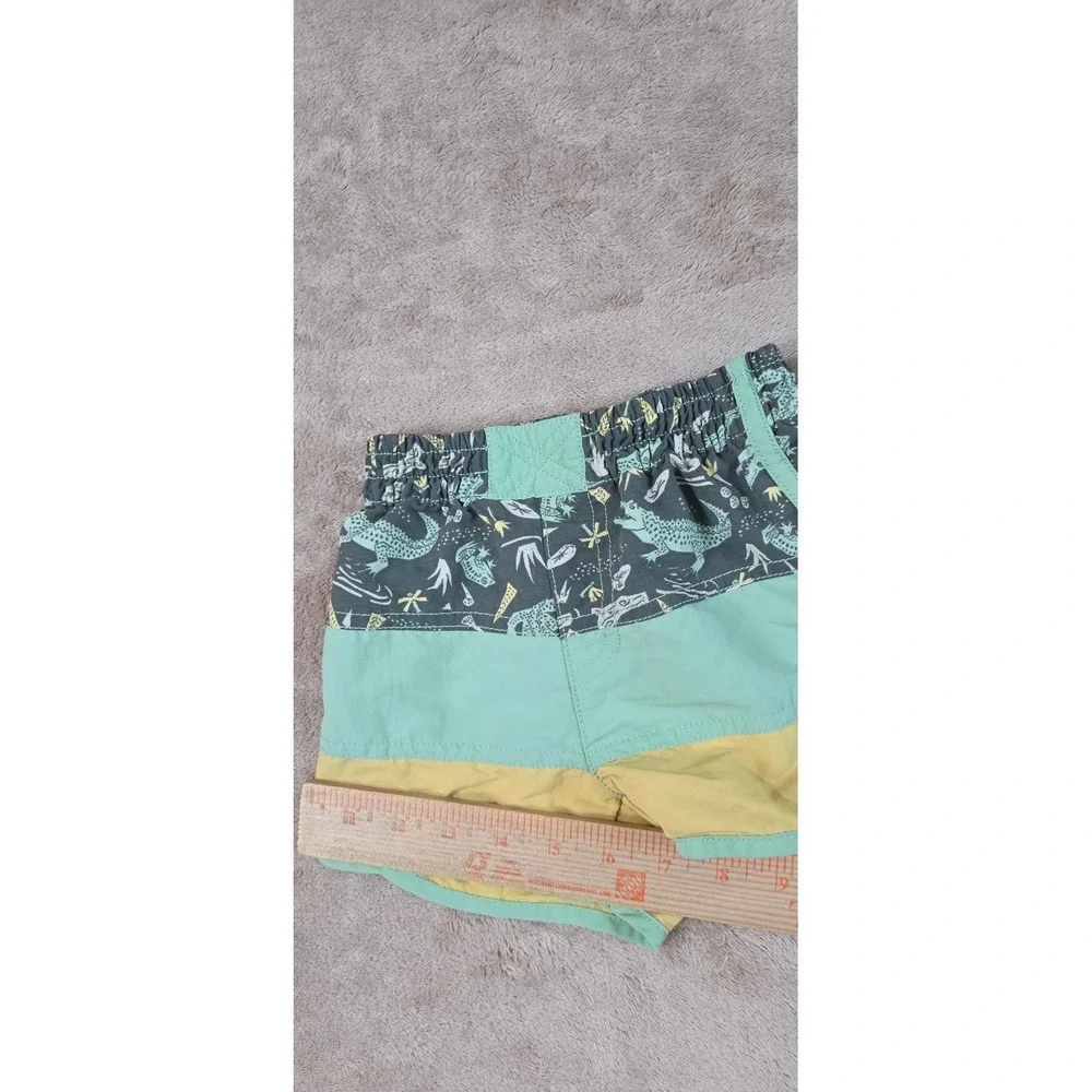 Patagonia swim shorts toddler size 3T Green Yellow Worn Wear 60310S EUC